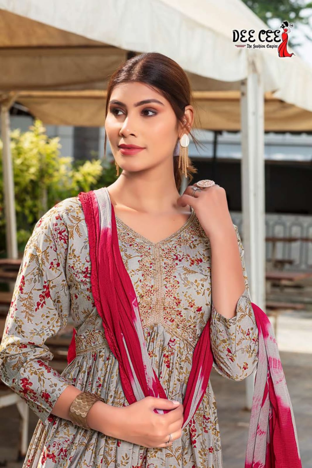 Karitika By Deecee Chanderi Printed Alia Cut Kurti With Bottom Dupatta